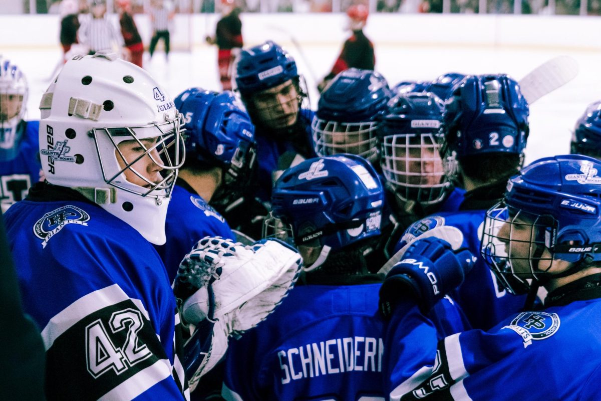 HP huddles in during a timeout in the 3rd period