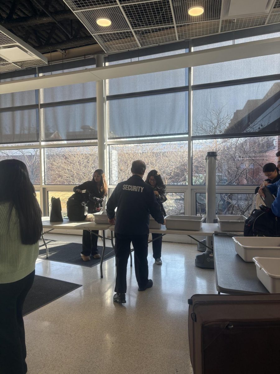 Students being screened by the weapon detectors in the morning