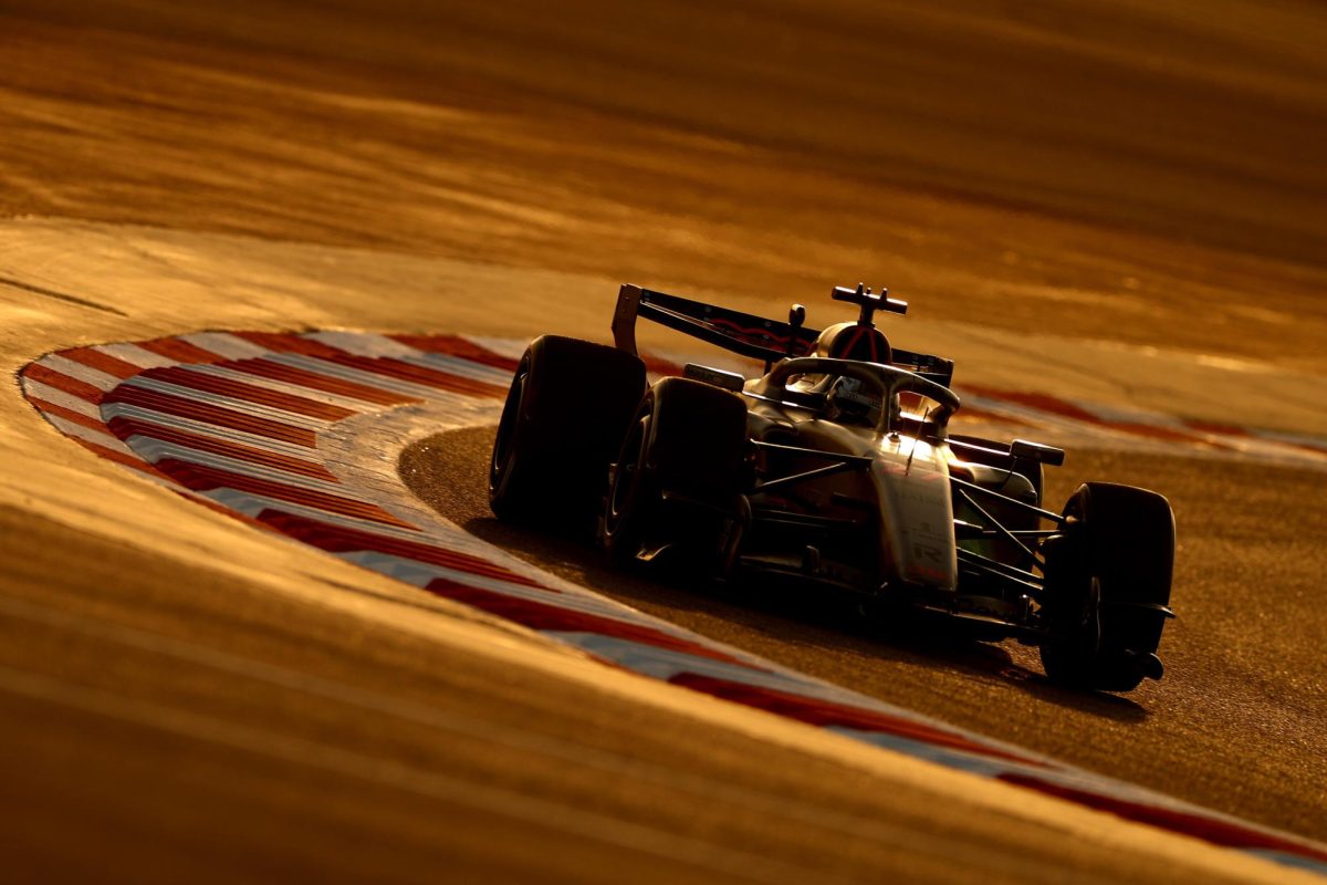 The Audi R26 in action during preseason testing in Bahrain.