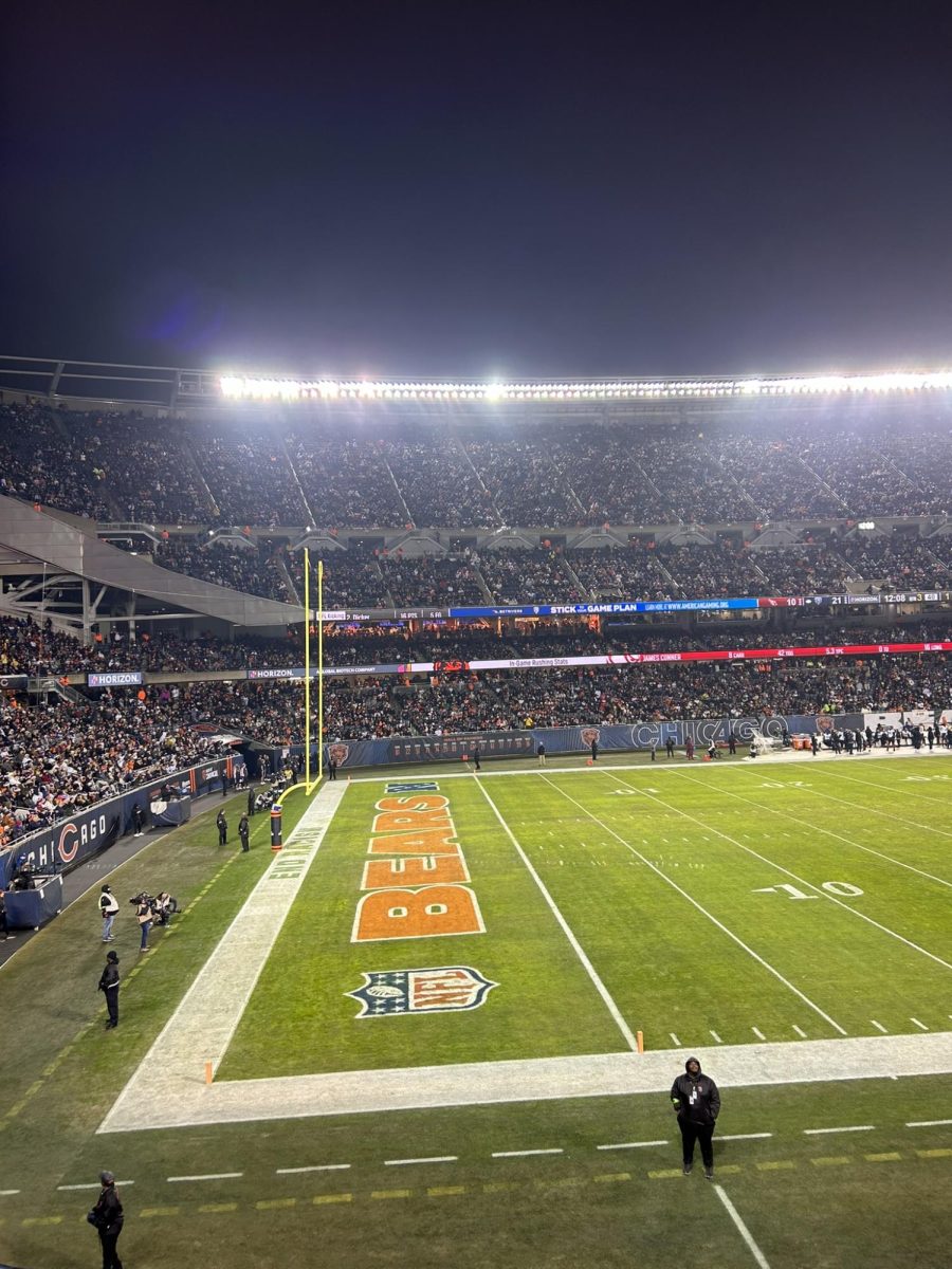 Soldier Field is light up bright at an In-Season 2024 Night Game.