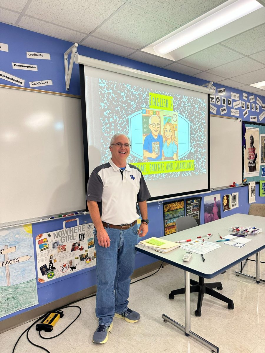 Mr. Wolfe getting ready for his last HP Open House with his longtime co-teacher Ms. Szlachta.