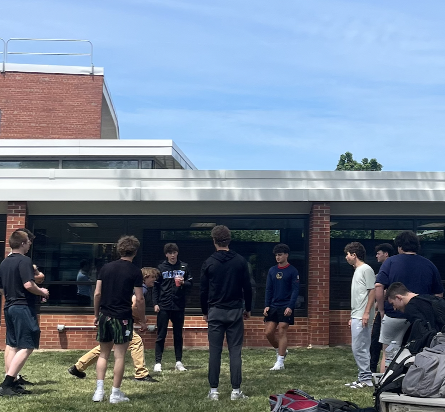 Highland Park High School Students Playing Hacky Sack in the Courtyard 